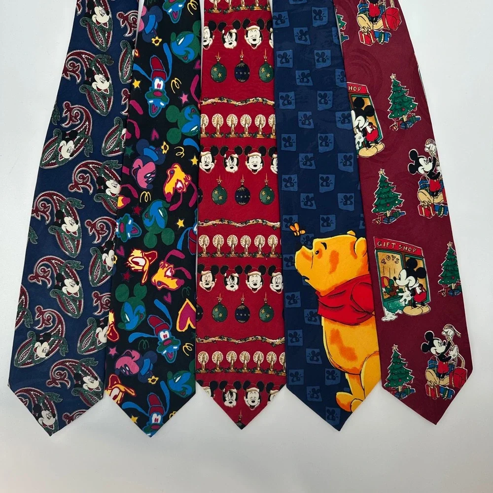Vintage Disney Mickey Mouse Winnie Pooh Ties Lot 5 Christmas Paisley Silk Poly